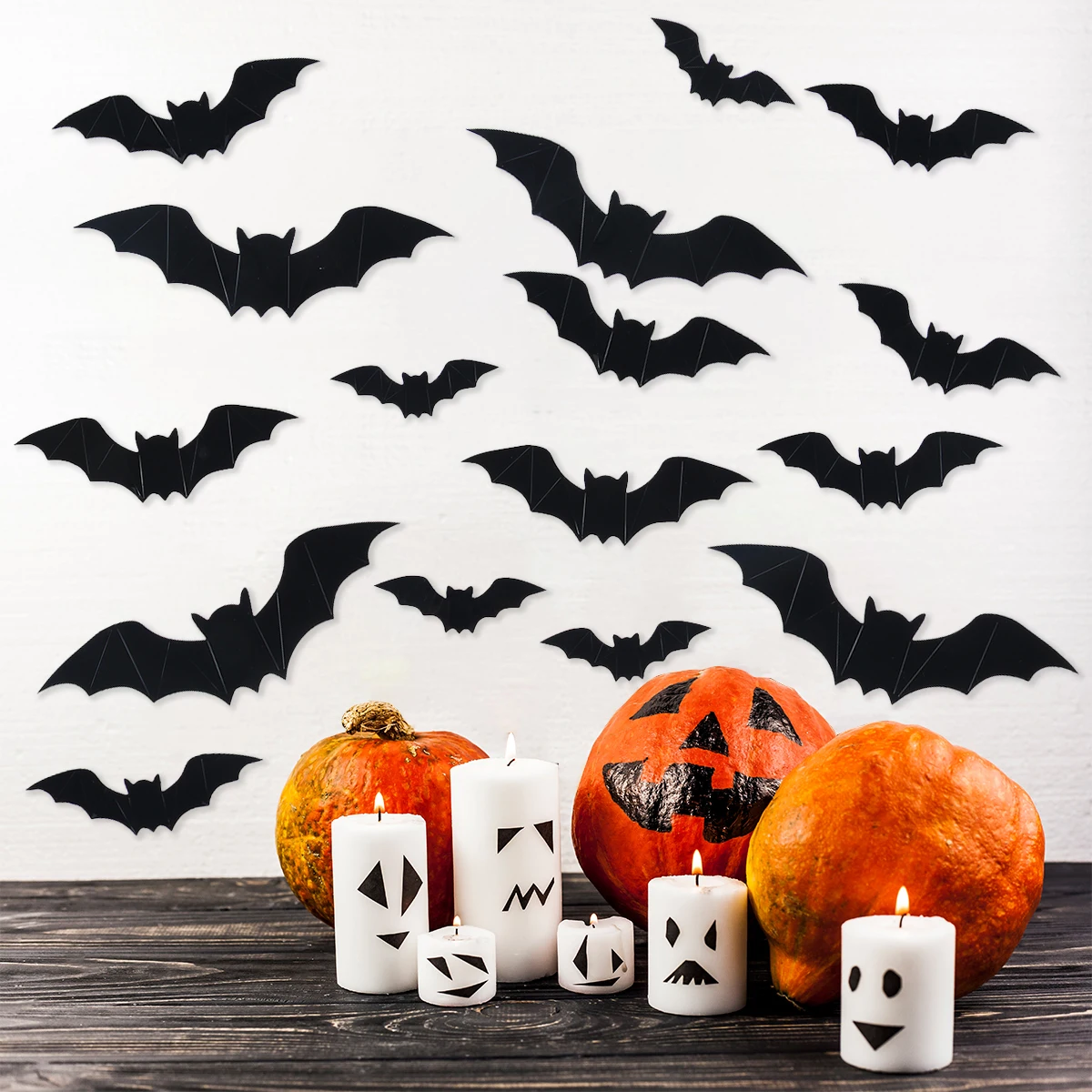 16Pcs Halloween Bats Wall Stickers Decorations For Home Indoor Outdoor 3D Scary Bats Halloween Party Window Decal Stickers