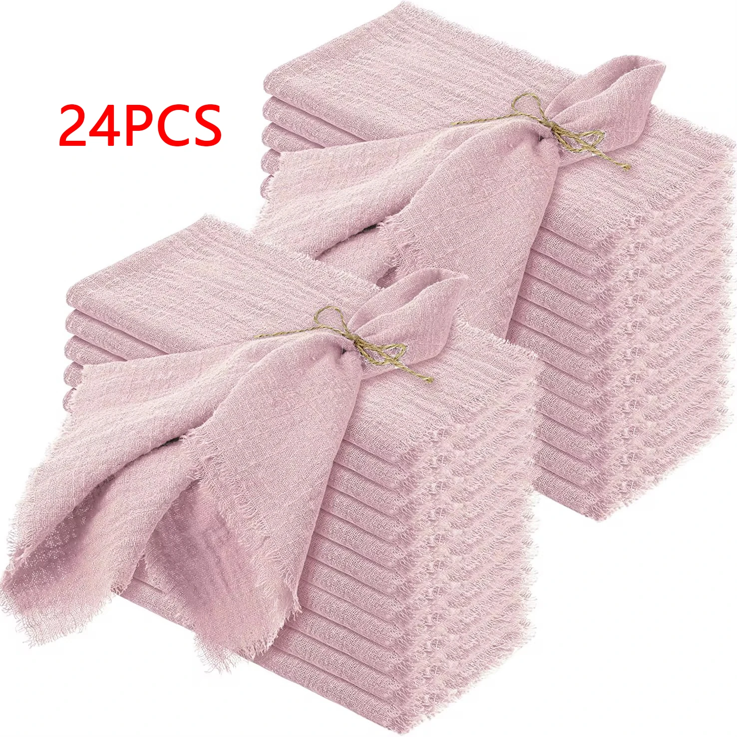 

24pcs 32x32cm Wholesale Pink Gauze Cotton Napkin Reusable Tea Towel Wedding Party Christmas Table Decor Retro Burrs napkins