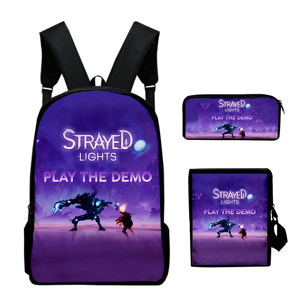 Classic Strayed Lights Game 3D Print 3pcs/Set pupil School Bags Laptop Daypack Backpack Inclined shoulder bag Pencil Case