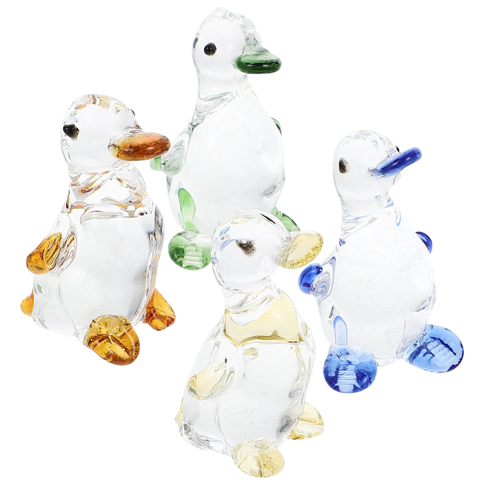 

4Pcs Cute Fat Duck Crystal Sculpture Desktop Decoration Lucky Animal Statue Home Ornament Crystal Crafts Decor