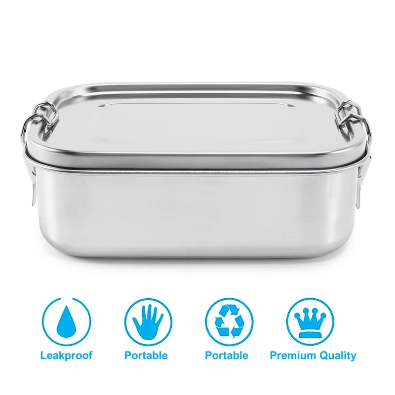 Stainless Steel Lunch Food Container With Lock Clips And Leakproof Design, 800ML Bento Boxes Lunch Container For Kids Or Adults-