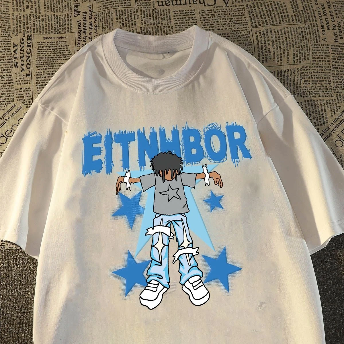 

Футболка с короткими рукавами и принтом из чистого хлопка в стиле хип-хоп универсальная и свободная для мужчин и женщин летом