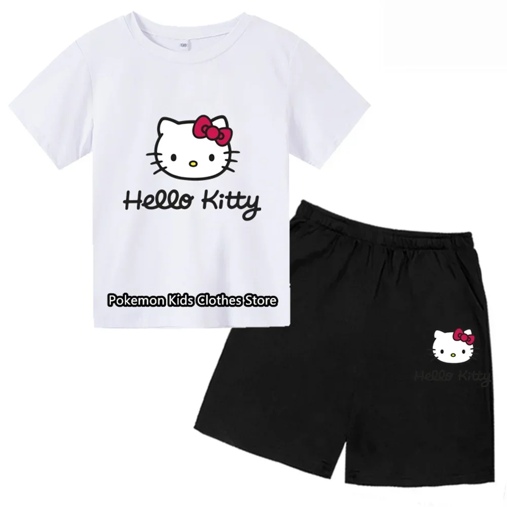 Hello Kitty T-shirt Boys Girls Kids Clothing Girls Clothing Tops Short sleeves Sports fashion short sleeves for ages 3-14