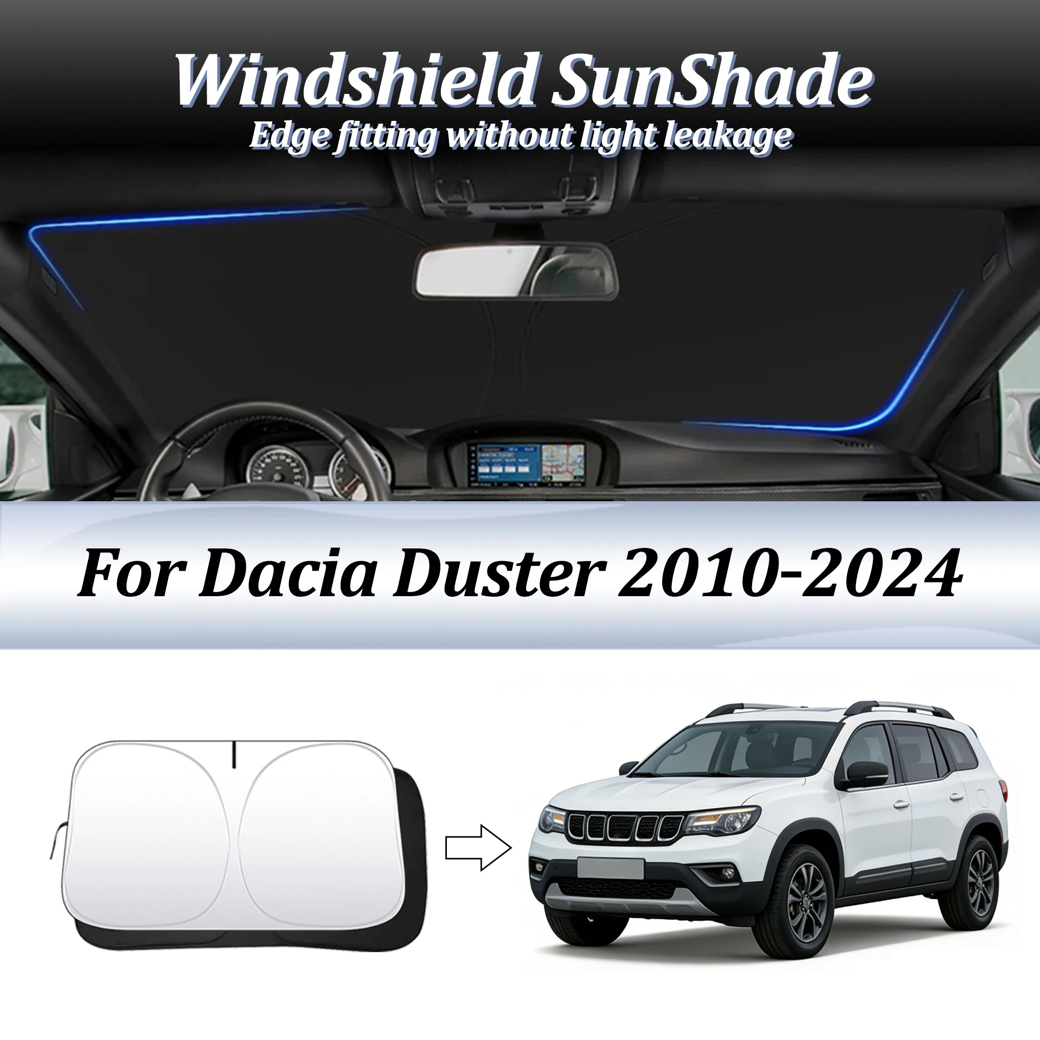 

Car Windshield SunShade For Dacia Duster 2010-2024 Auto Accessories Window Sun Shade Visor Cover Foldable Space-Saver Anti-UV