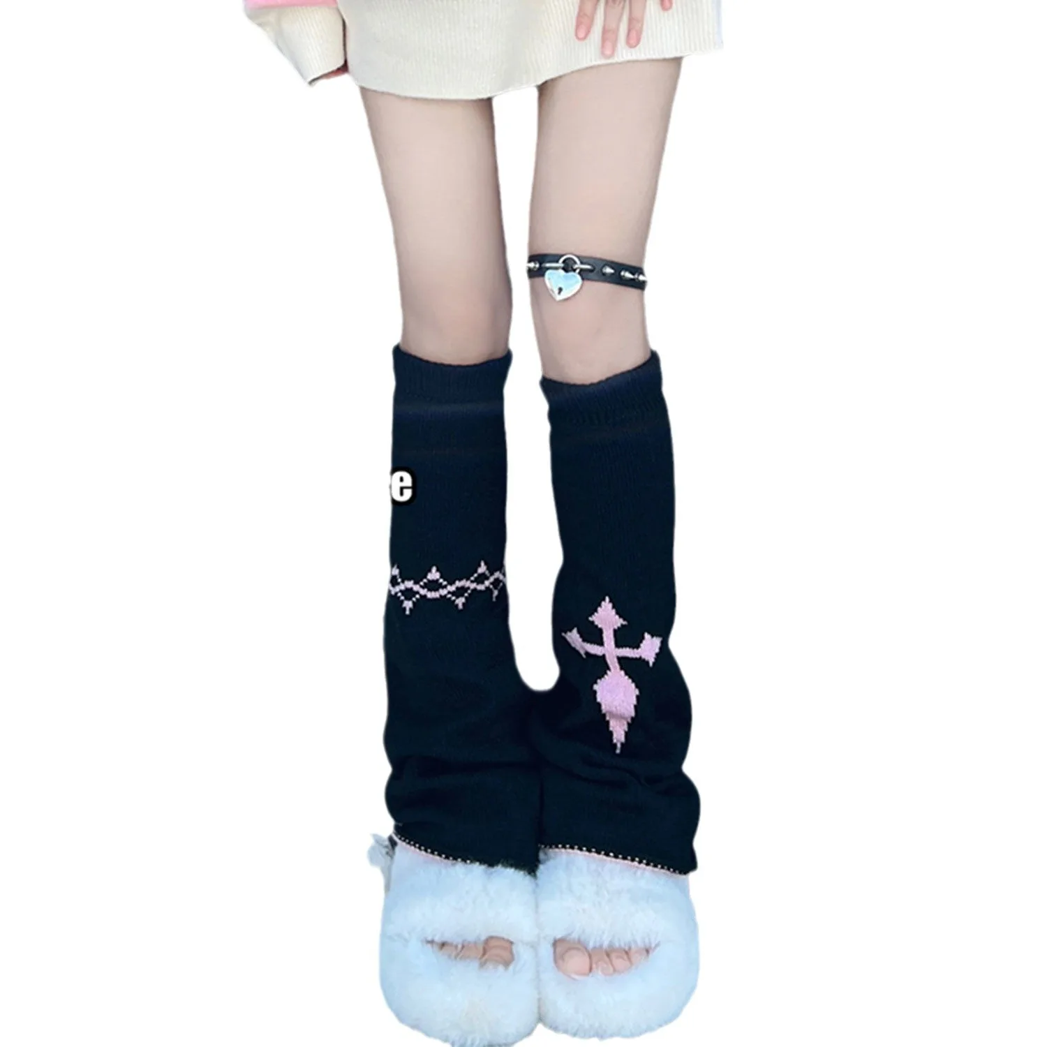 Japanese Lolita Wide Leg Sock Cross Gothic Style Tall Wide Leg Sock JK Cos Tall Leg Warmer view 5