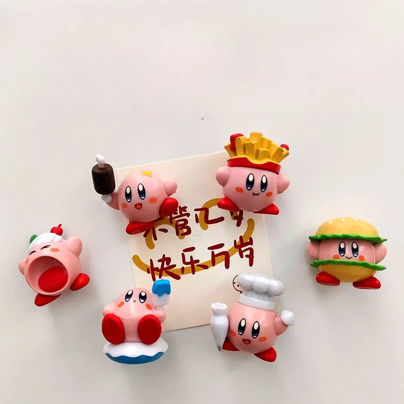 6Pcs Kirby Star Strong Fridge Magnets Decorations Kawaii Refrigerator Memo Magnet Adhesion Cute Figure Home Fridge Ornaments Toy