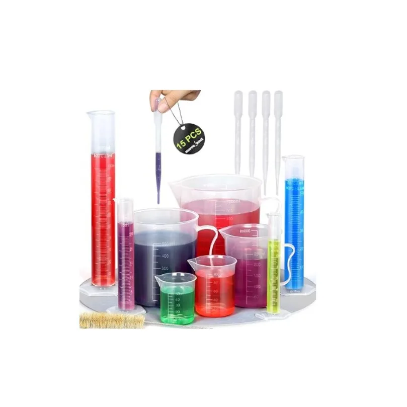 

Plastic Graduated Cylinder And Beaker Set With Pipette Tube Brush For Lab Experiments Measuring Mixing