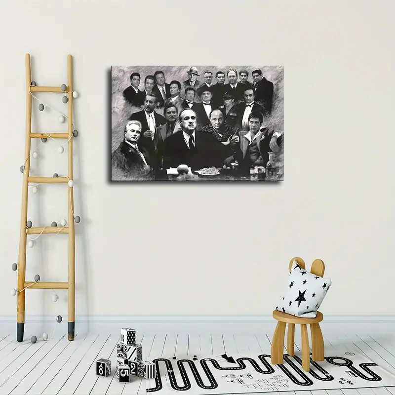 Classic Dun Father Black & White Film Canvas Prints Mafia Vito Corleone Al Pacino Wall Art Poster for Living Room Bedroom Decor