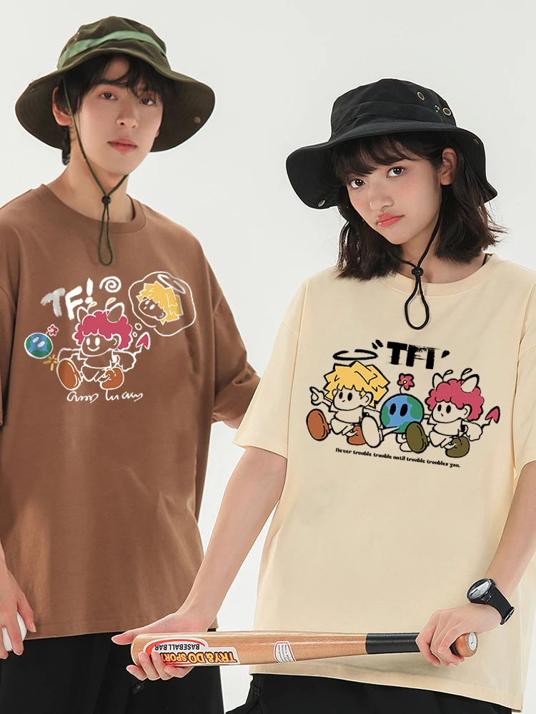 Earth Dream Couple 2024 New Fashion Trend T-Shirt Short Sleeve Summer Casual Breathable T-Shirt