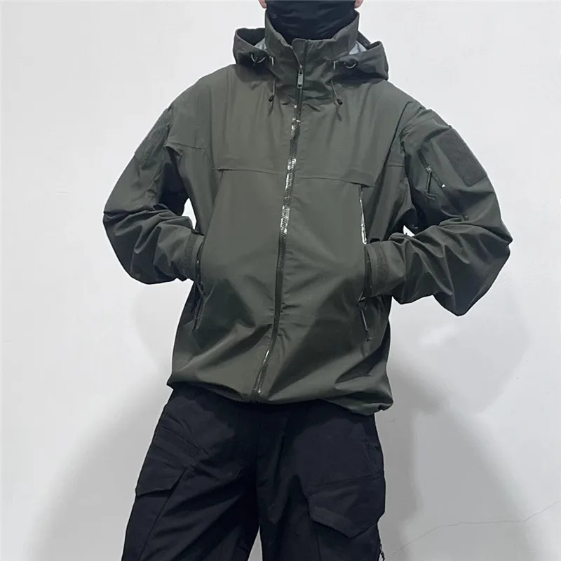 rain-proof waterproof hard shell tactical jacket men's autumn and winter windproof outdoor mountaineering jacket can b
