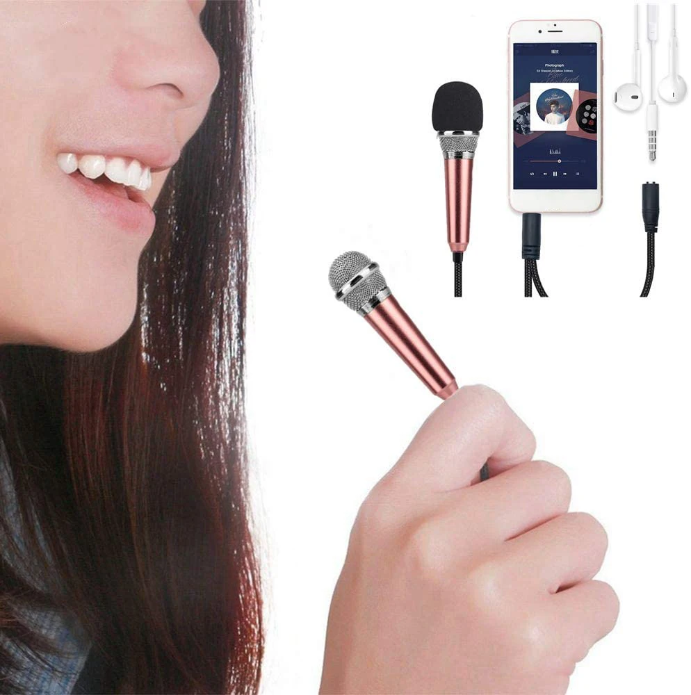 Mini Microphone with Omnidirectional Stereo Mic for Voice Recording,Chatting and Singing on Apple Phone,Android (Pink)