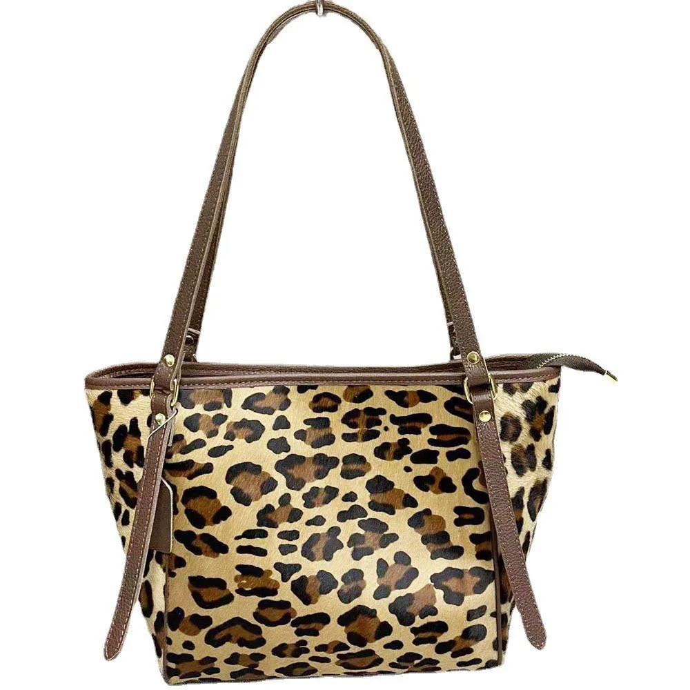 

Leopard Pattern Genuine Leather Shoulder Bag Fashion Ladies Real Cow Leather Handbag Patchwork Woman Crossbody Bag