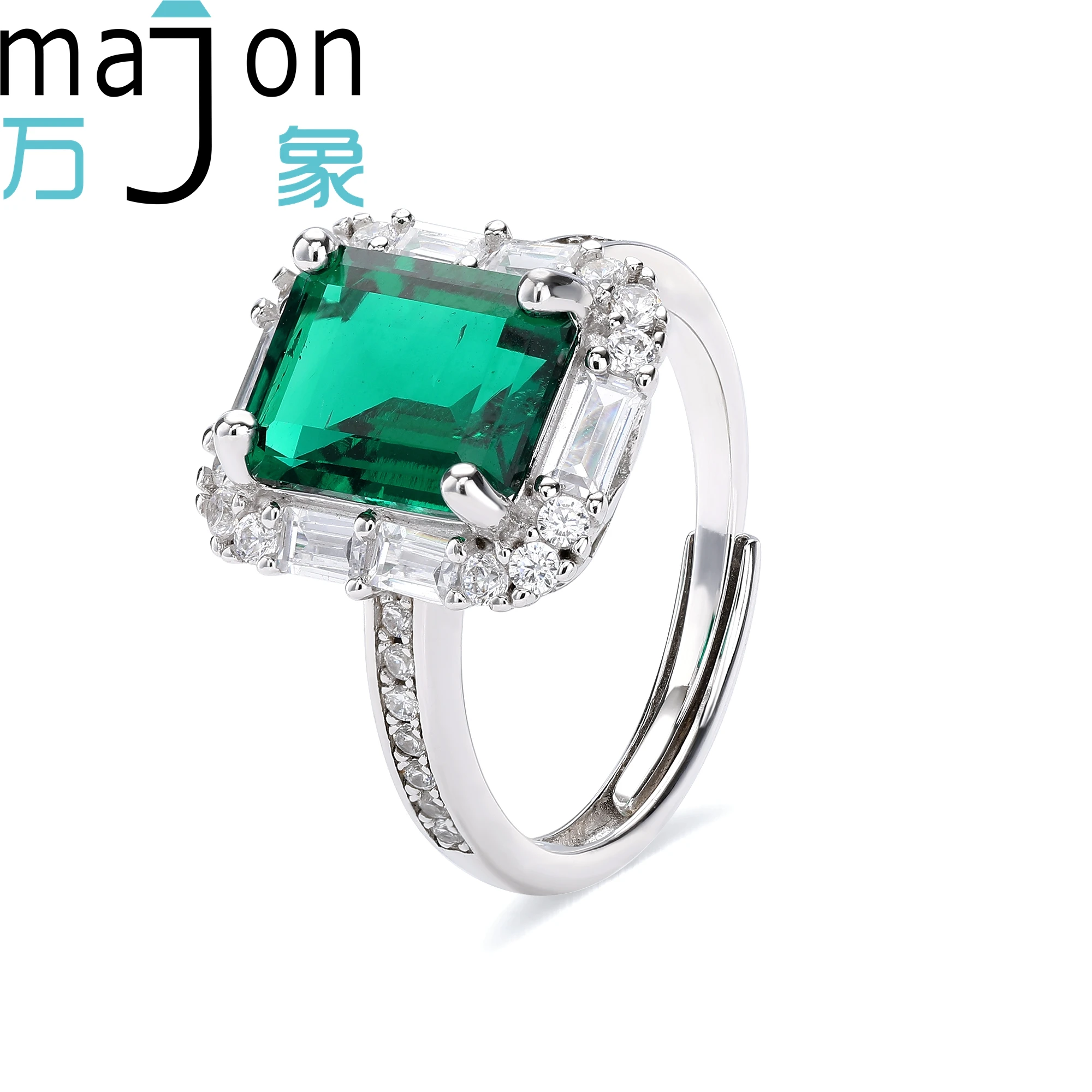Classic 3ct Lab Grown Zambia Emerald Cut Ring For Women Wedding Anniversary Gift Jewelry