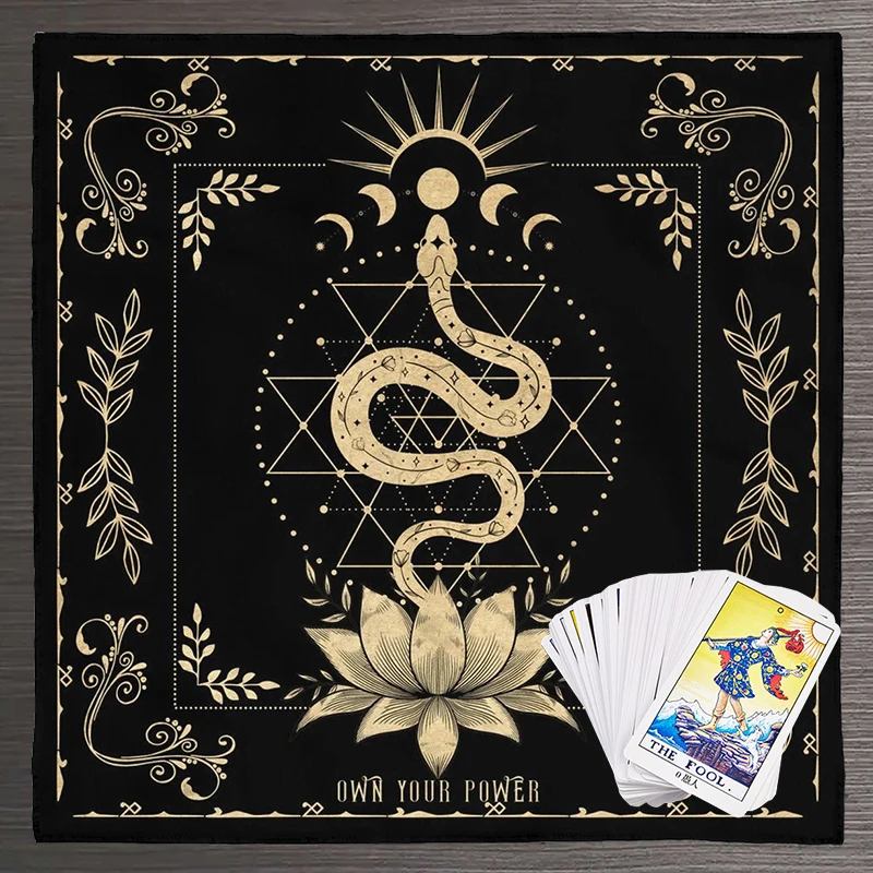 Eigen Uw Power Altaar Doek Maanfase Snake Tarot Doek Voor Verspreid Tarot Reading Doek Tarot Verspreid Doek Heks Wiccan homedecor