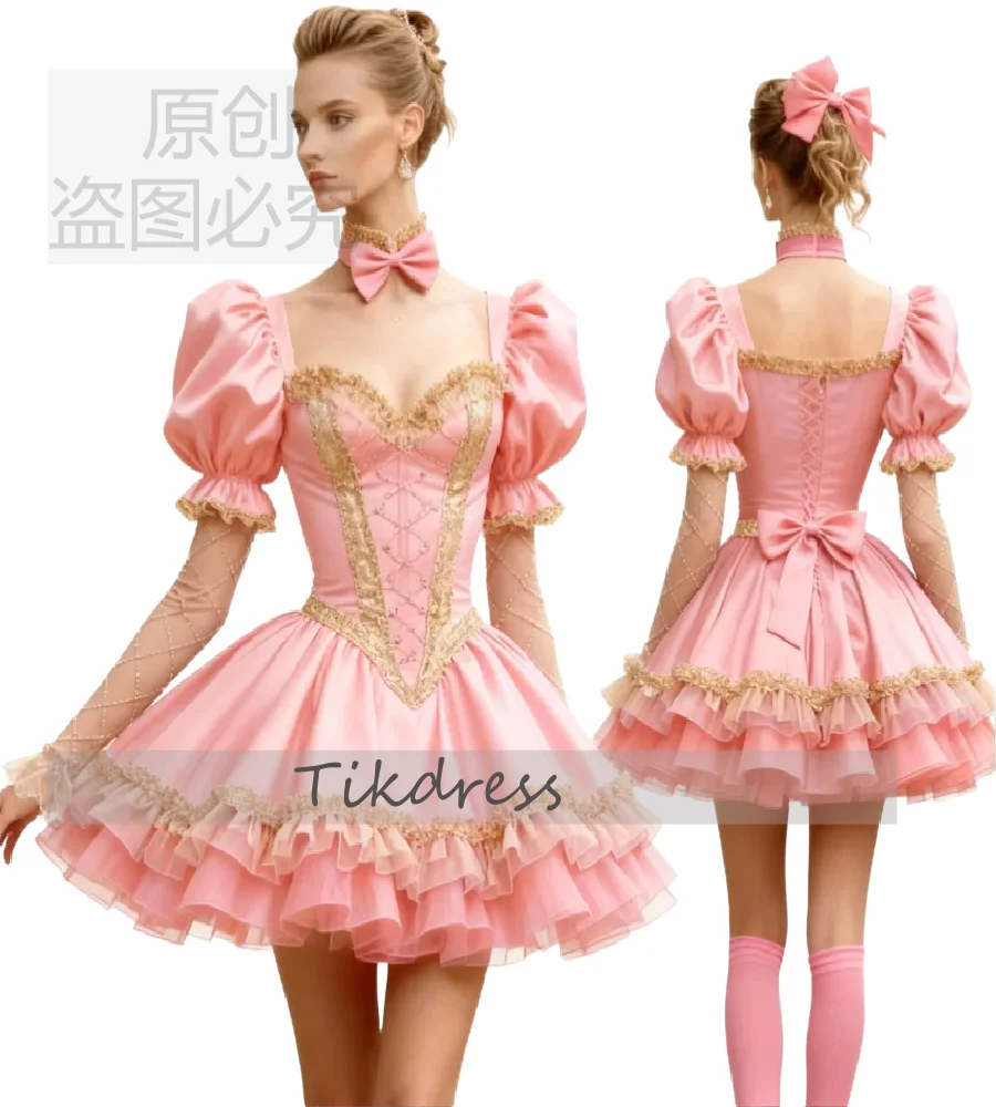 Cosplay Anime Blue Evening Dress With Gold Lace Sexy Mini Short Prom Dress 2026 Costume Lolita Steampunk Cocktail Dress Formal