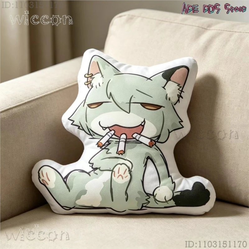 Cosplays Chainsmoker Cat Yaniko Satou 40cm Throw Pillow – Decorative Cushion Halloween Home Sofa Bed Gift
