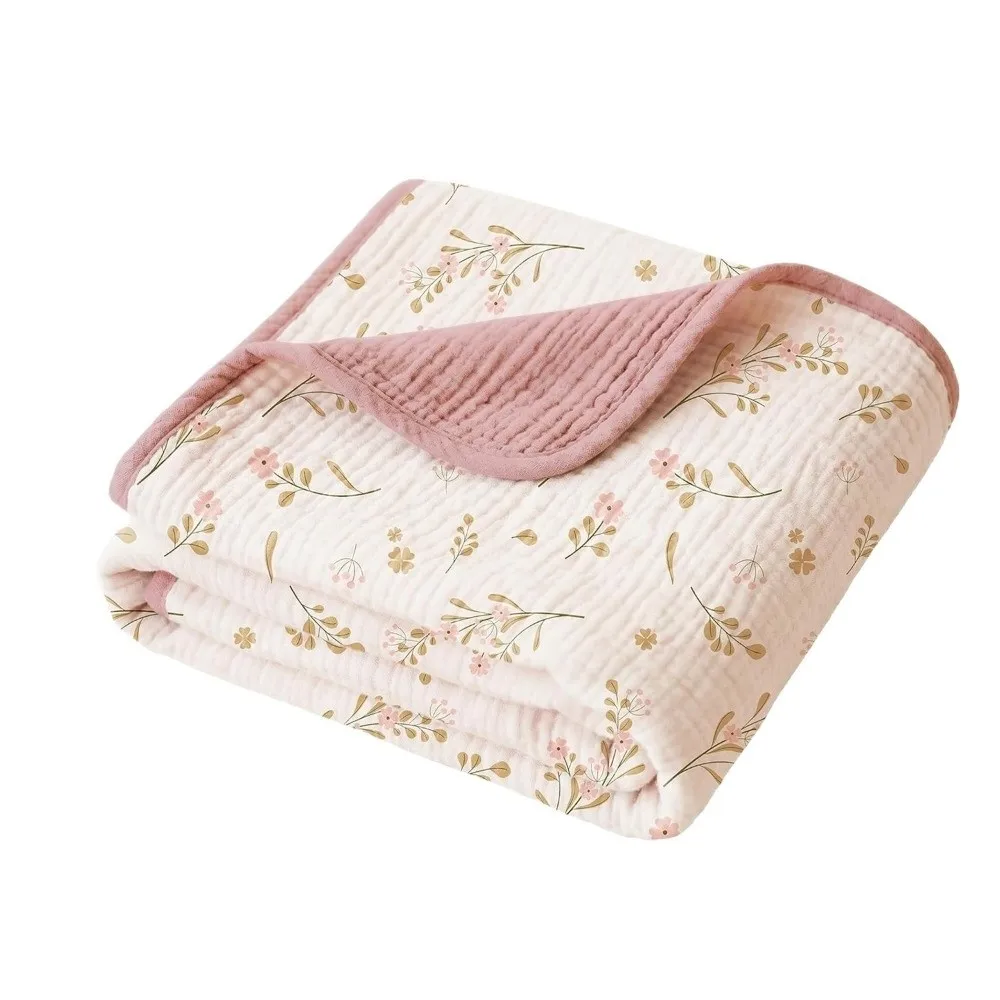 High Quality Cotton Baby Swaddle Blanket 4 Layer Soft Gauze Swaddle Wrap Ruffled Lace Stroller Blanket Newborn