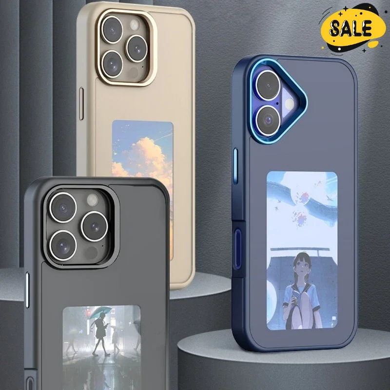 

NFC Function E-Ink Screen Phone Case for Iphone 16 15 14 13 Pro Max DIY Cases Cartoon Girl Anime Battery Free Protector Cover
