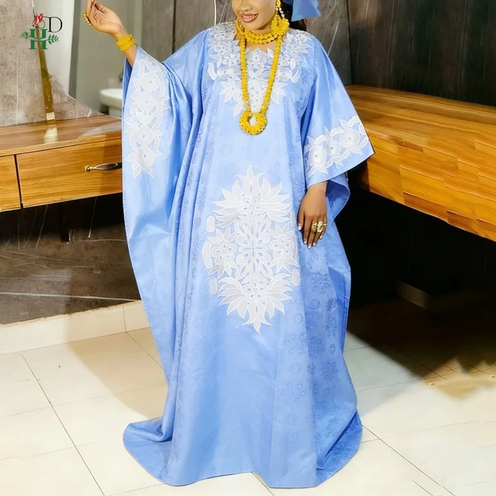 Vestidos Africanos H&D 2026 para Mujer, Vestido Kaftan con Bordado Bazin Riche, para Bodas y Fiestas, Djellaba Talla Grande, Vestido de Iglesia, Estilo Turco