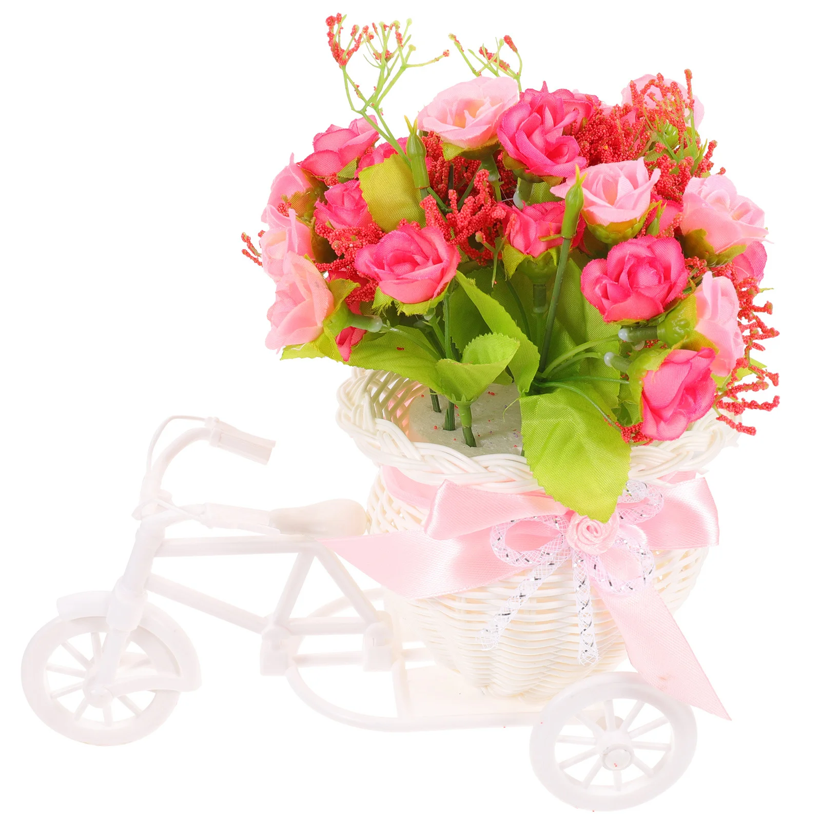 

Bike Artificial Desktop Ornament Home Living Room Potted Simulated Yard Garden Decor Fake Small Bicycle Flower Ornament