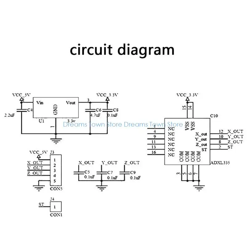 HX6A 3PCS ADXL335 Módulo sensores Dispositivos semiconductor