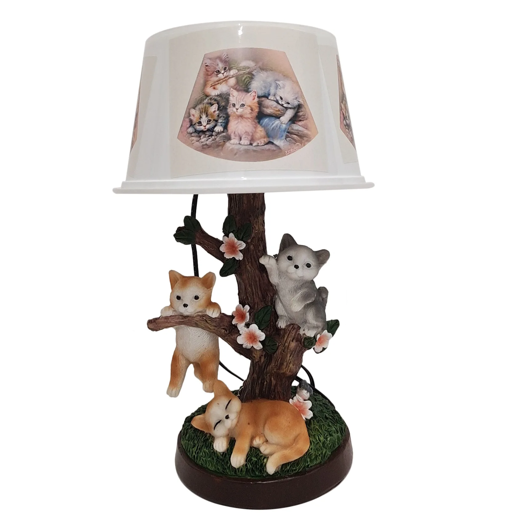 

Country Kitties Lamp Hand-Painting Sculpted Cats Table Lamp for Home Decoration USB Desk Lamp