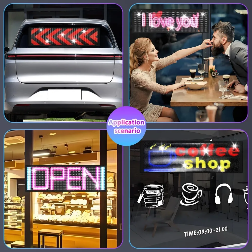 23''x8.5'' LED Sign - Programmable with Pre-made Animations & Text, Huge Bright Scrolling Display, Bluetooth APP Control - Ideal for Car, Store, Christmas & Open Sign view 5