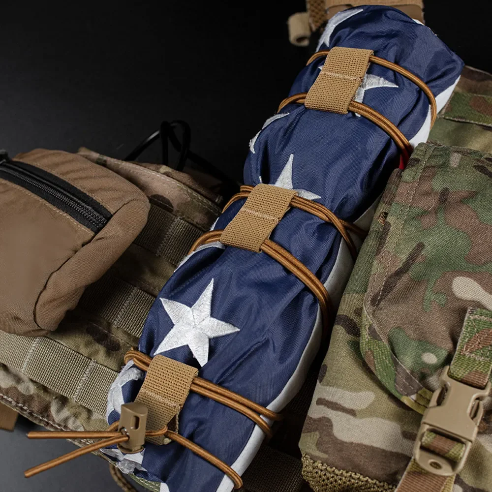 Taktischer Old Glory Flaggen-Bungee-Elastikverschluss, Stoßdämpferkordel, Molle-Gurtband-Schlaufe, Kordelstopper für sichere Befestigung – Detail 7