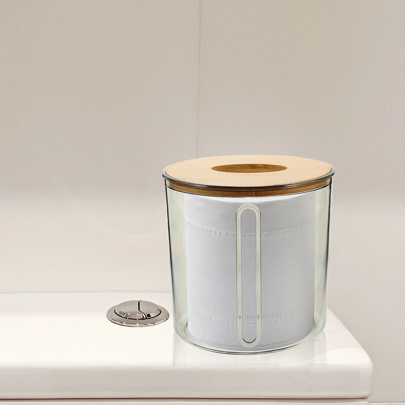 

1pc Round Tissue Box Cover Clear Plastic Napkin Holder For Home Living Room Bathroom Car Multifunctional Household Storage