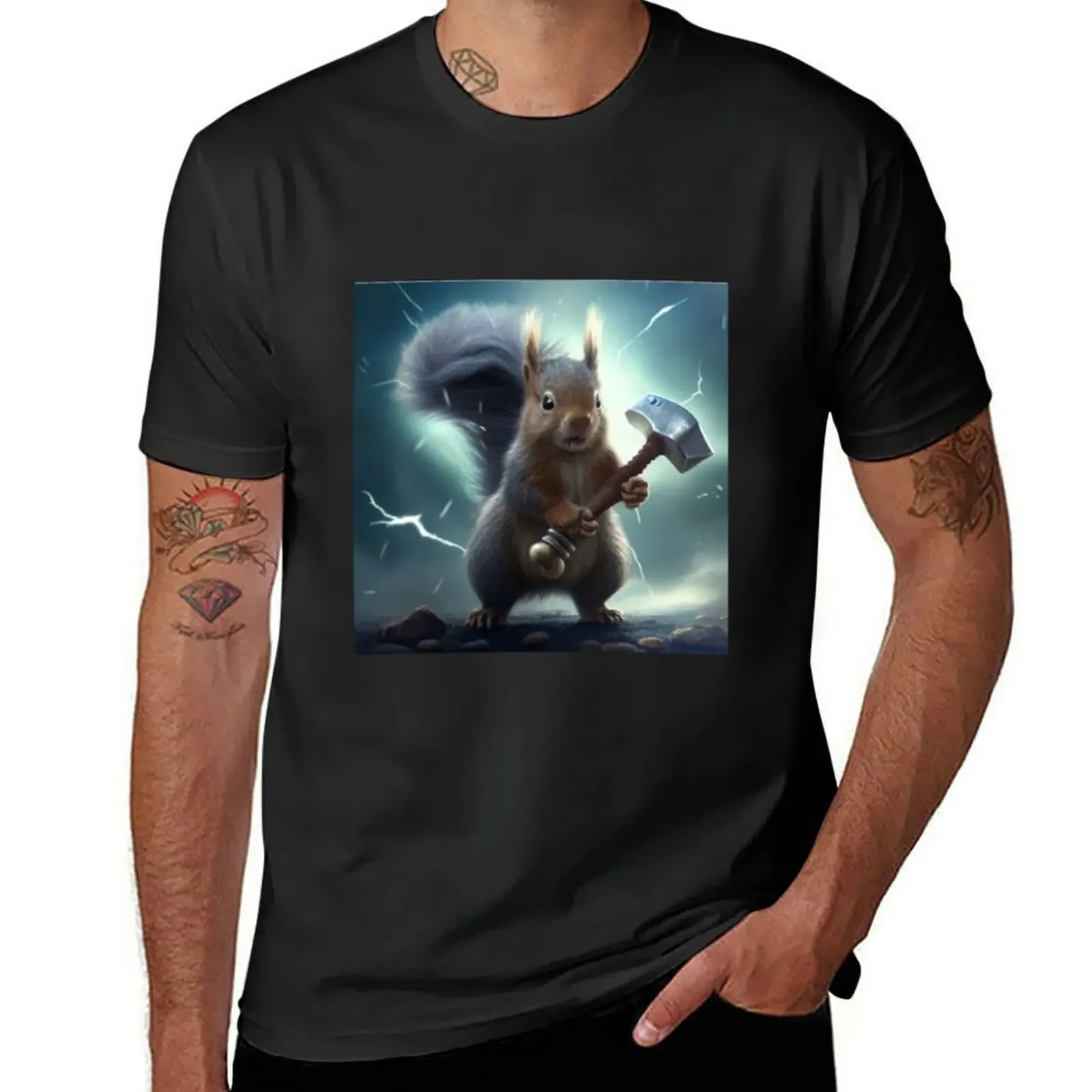 

Thor Squirrel T-Shirt korean fashion sweat shirts graphic tees anime tshirt clothing for men