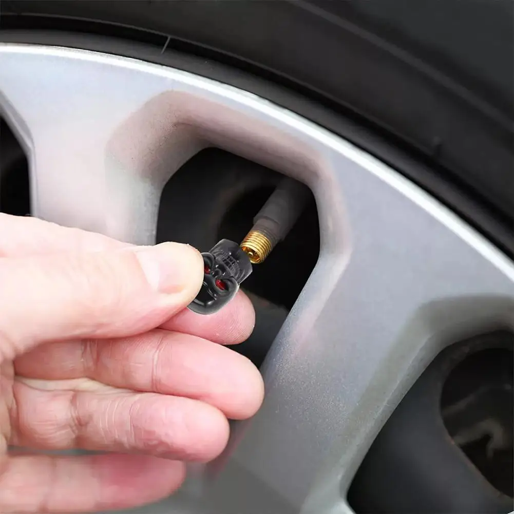 4pcs Car Motorcycle Wheel Tire Valve-Stem Caps Skull Funny Air Caps Cover Universal Truck Motorcycle Bike Car Tires Valve Stem