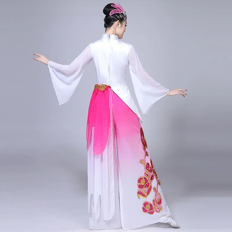 Ensemble de danse de fan moderne de style chinois, costume Yangko, robe de performance, femme adulte