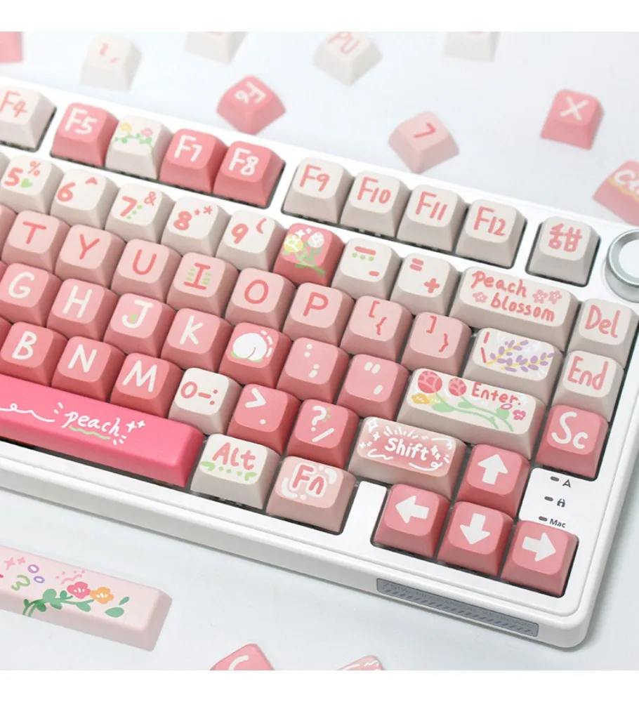 Peach PBT keyboard cap mechanical succubus 87 keycap DIY personalized sublimation material wooting
