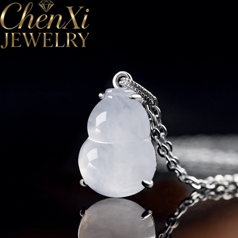 Natural Burmese A-Grade Icy Jadeite Mini Gourd Pendant With S925 Sterling Silver Setting Charm Dainty Silver-Mounted Jade Gift