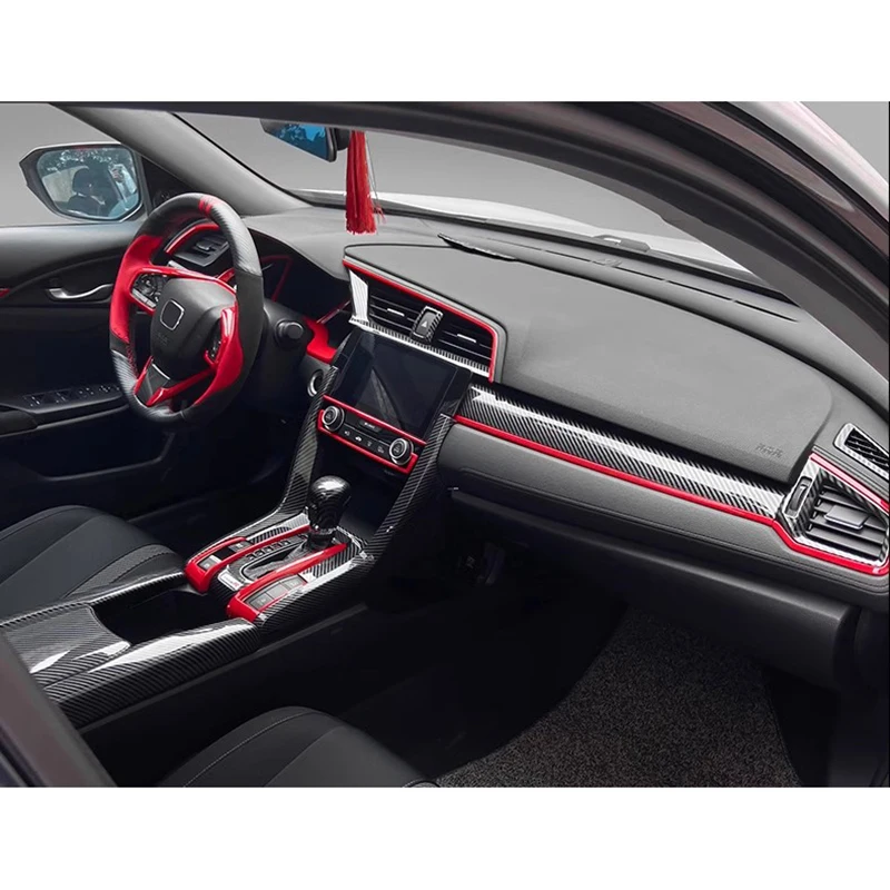 For Honda 10th generation Civic TYPE R Stickers Red Interior Trim civic 2016 2017 2018 2019 2020 styling Accessories