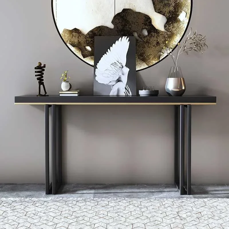 New Chinese-style entrance foyer solid wood table modern simple living room designer model