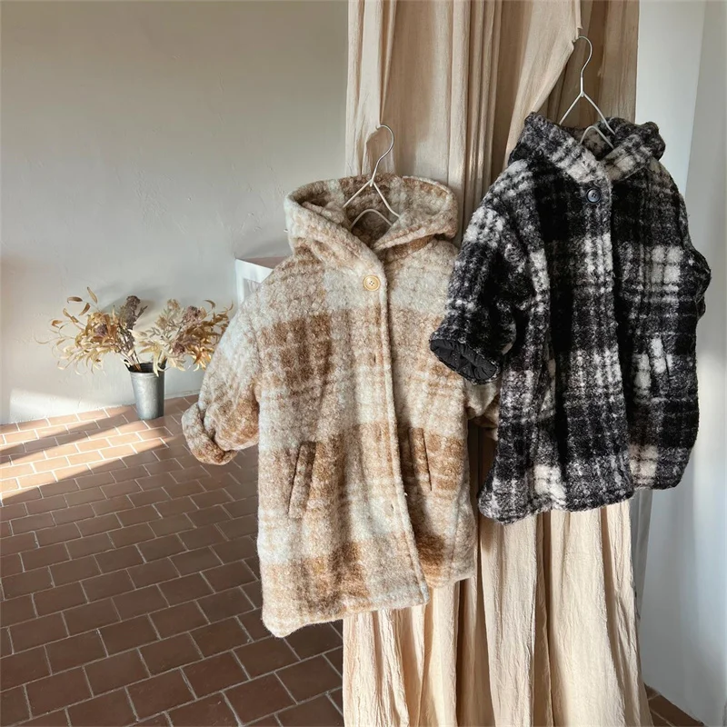 Boys Woolen Coat Overcoat Jacket Windbreak 2024 New Warm Plus Thicken Autumn Winter Cotton Christmas Gift Children's Clothing