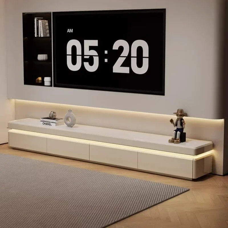 Tv Stand Equipped With Induction Light Modern Cream Style Tv Stands Storage Locker Home Chest Of Drawers Living Room Furniture