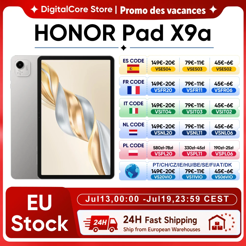 HONOR Pad X9a Écran LCD 11,5 pouces Taux de rafraîchissement 120 Hz 1,07 milliard de couleurs Luminosité 400 nit, Snapdragon 685 WIFI Octa-Core, 8300 mAh