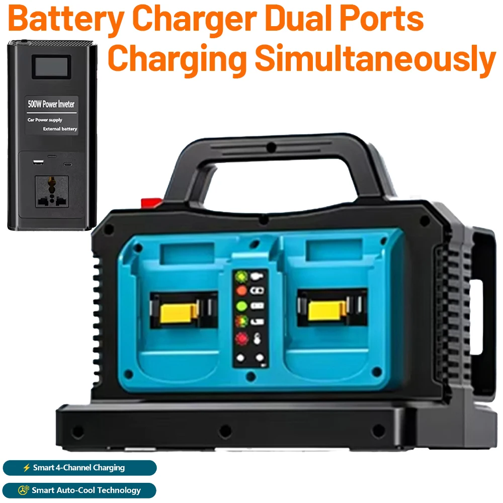 

Инвертор напряжения AC120V/220V для аккумуляторов Makita 18V/20V с выходом USB Type-C и портом прикуривателя DC, портативная электростанция для использования на улице