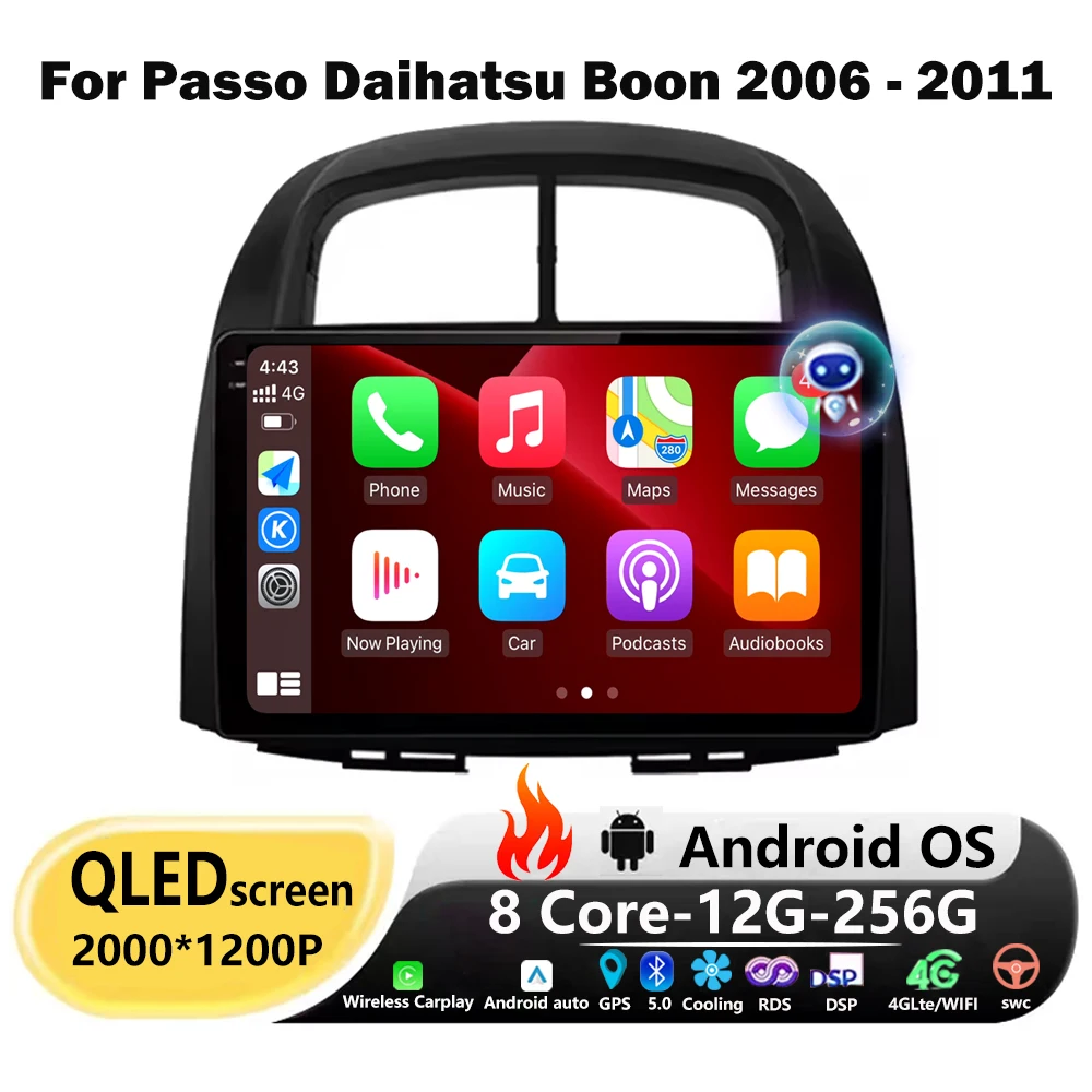 

Android 16 Auto CarPlay For Subaru Justy Toyota Passo Daihatsu Boon Sirion 2007 - 2013 Car Radio Multimedia Video Player GPS DSP