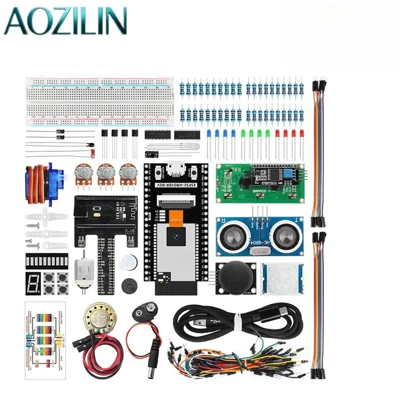 AOZILIN for ESP32-WROVER Camera Super Learning Education Kit Programming Maker Stepping Motor Learning Kit STEM Robotics DIY