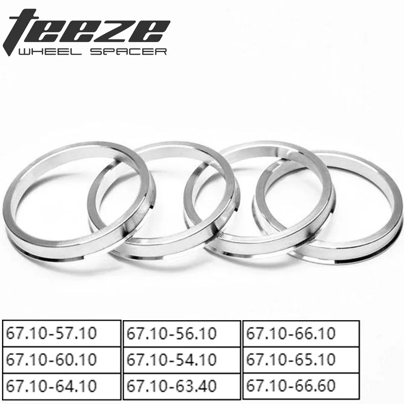 4 Uds OD 67,1mm a ID 57,1 60,1 64,1 56,1 54,1 63,4 65,1 66,1 66,6mmCubo de centrado de neumáticos de coche anillos centrales centro de orificio de rueda