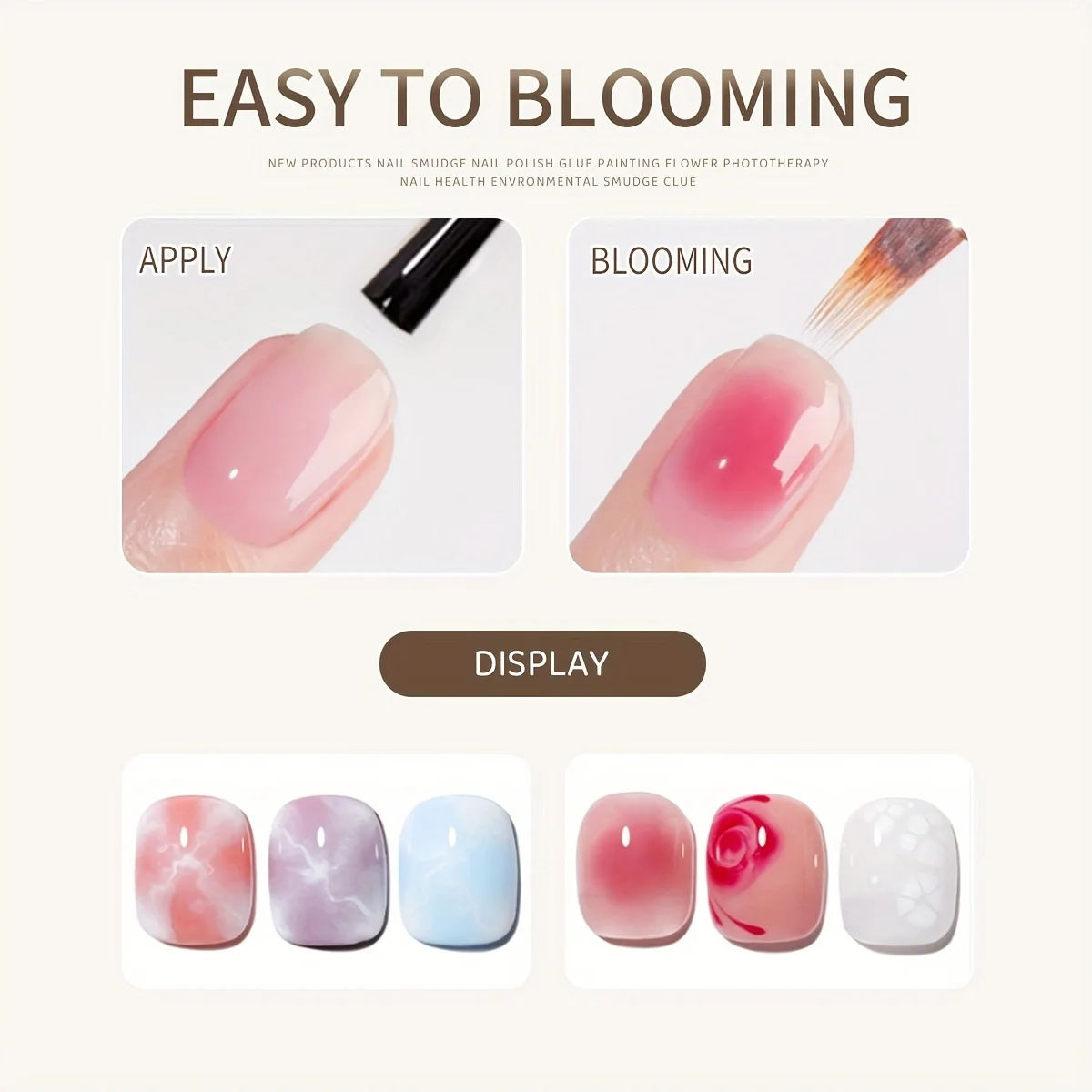 Colle pour taches de bouteille de poudre XE ----- Colle naturelle pour vernis à ongles, dégradé rapide, colorant à l'eau, motif de marbre liquide, longue durée