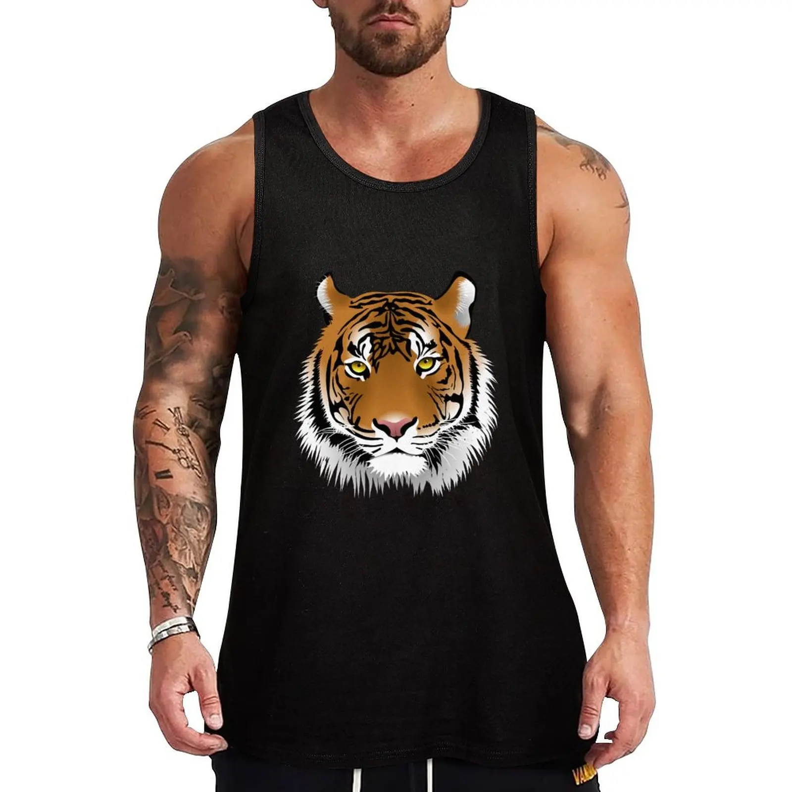 Magnificent Tiger Head Drawing Tank Top cool things clothes for men