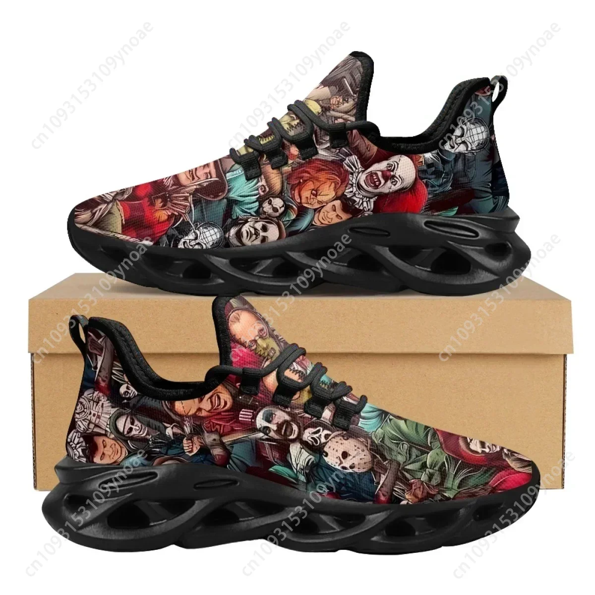 

Horror Movie Killer Character Sneakers for Women Men Jason/Michael Myers/Chucky Air Cushion Tennis Shoes Halloween Gift Footwear