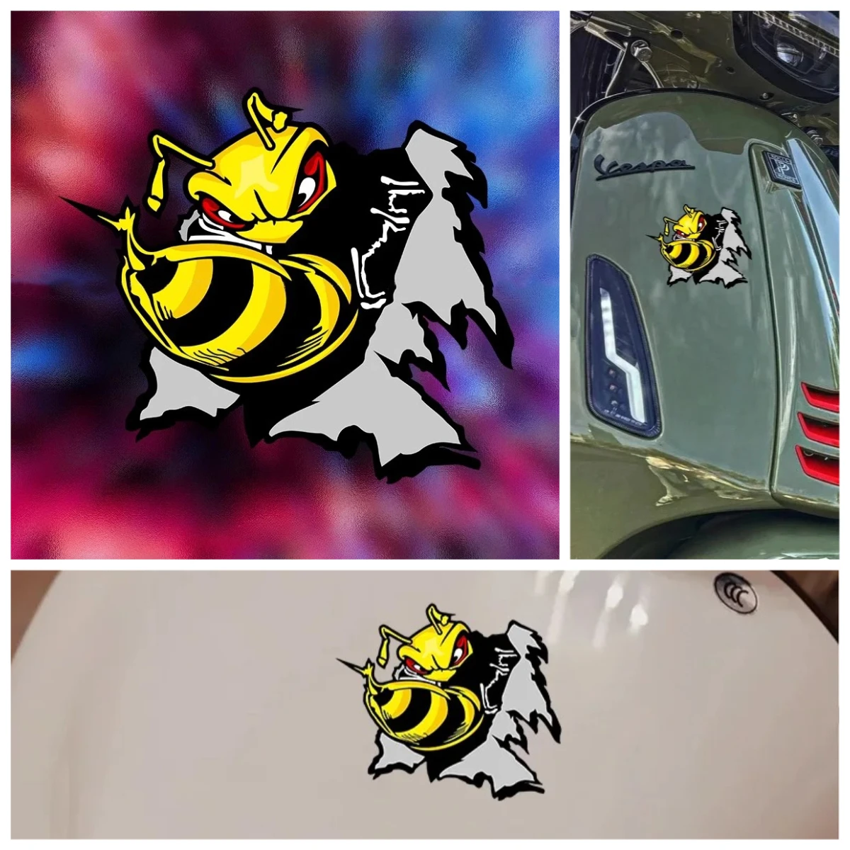 Angry Bumblebee Motorcycle Stickers Waterproof Vinyl Decals for Motorbike Helmet Scooter