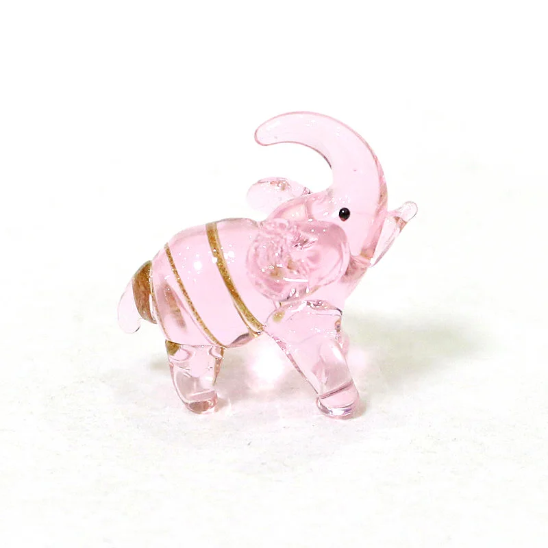 Lovely Glass Elephant Mini Figurine Craft Ornaments Kawaii Style Tiny Cartoon Animal Statue Home Fairy Garden Decor Accessories