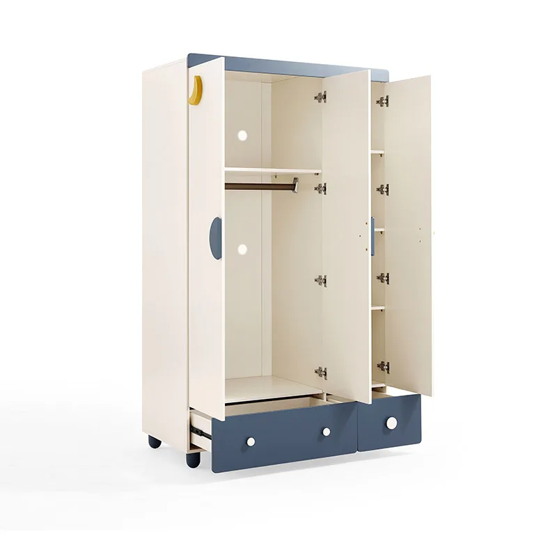 

*Modern simple children's wardrobe household bedroom small apartment three-door wardrobe vertical cabinet