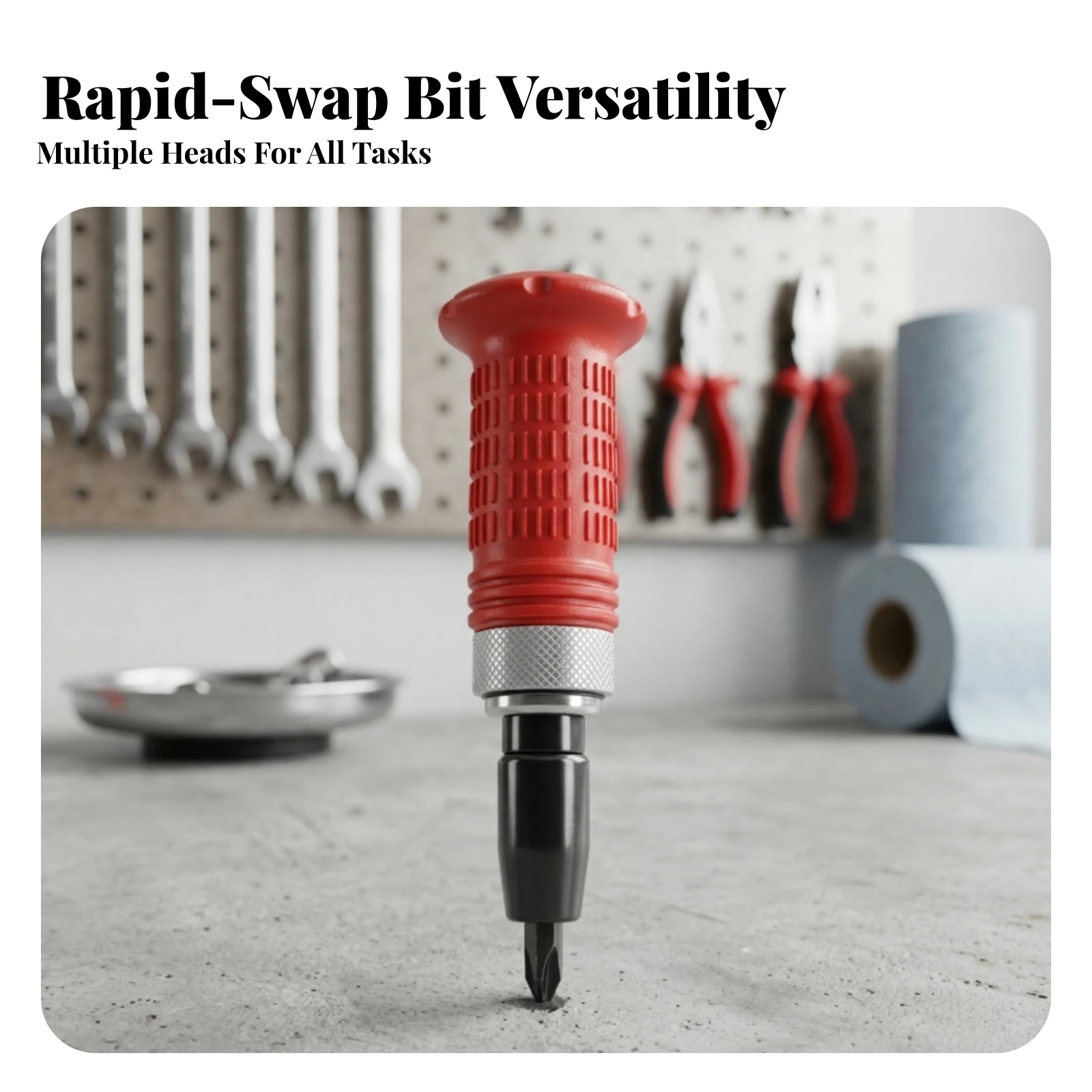 Bit Driver Kit Knurled Grip Manual Impact Screwdriver Reversible Direction Hand Tool